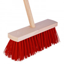 Bezem rood met kunststof haren incl. steel 120cm