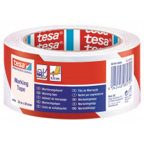 Tesa markeringstape rood/wit 50mm (33mtr)